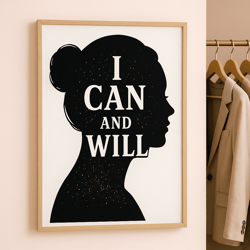 بورتريه ظلي أسود محفّز بعبارة إلهامية