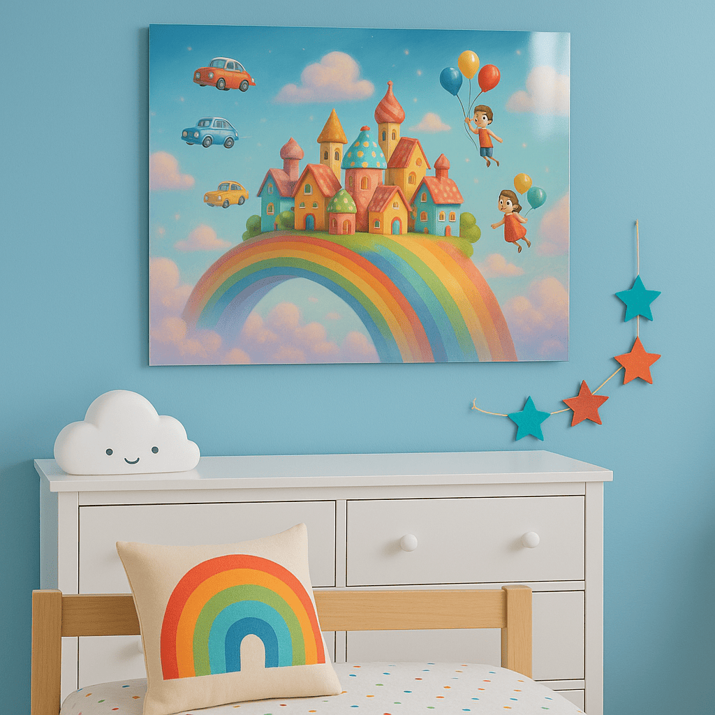 طباعة جيكليه لقلعة حالمة على أقواس قزح